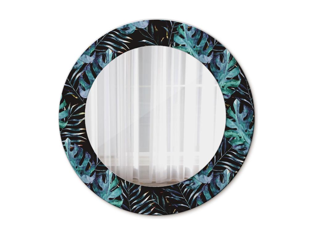 Espejo Redondo Decorativo - Hojas Exóticas - 50 cm
