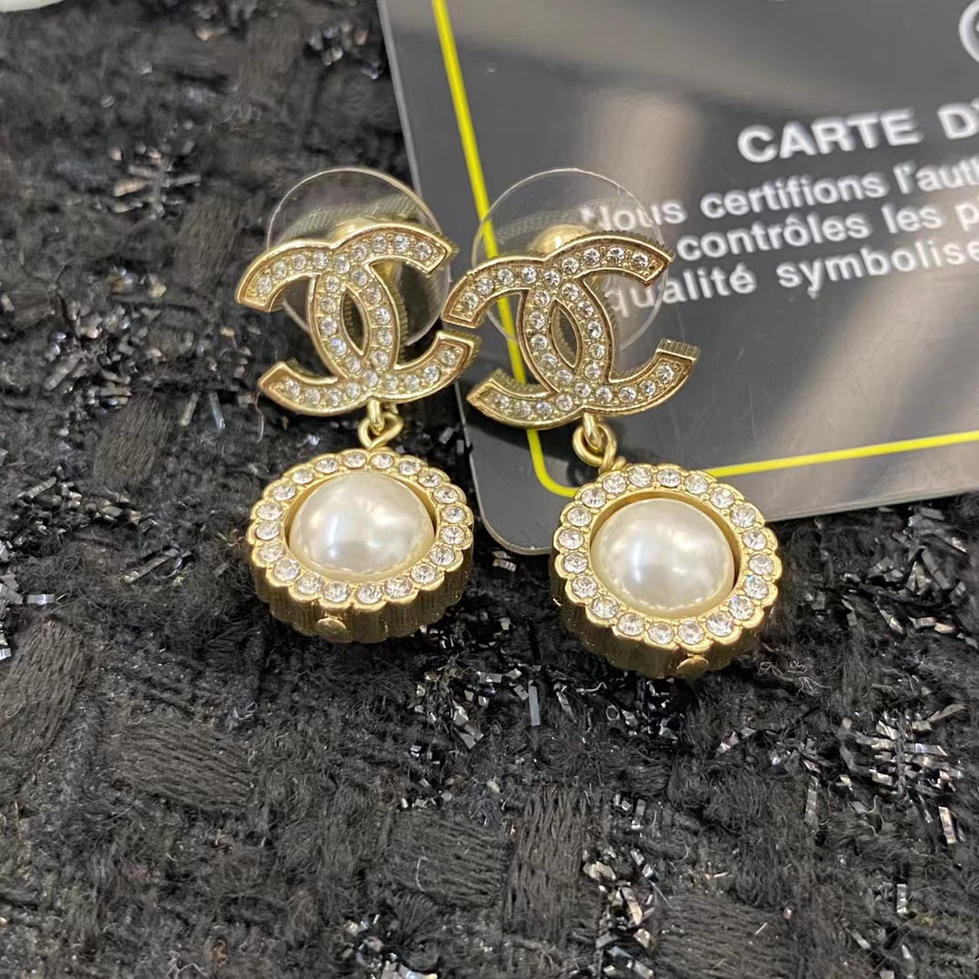 Chanel Double C Pearl Dangle Earrings - Original Replica Club