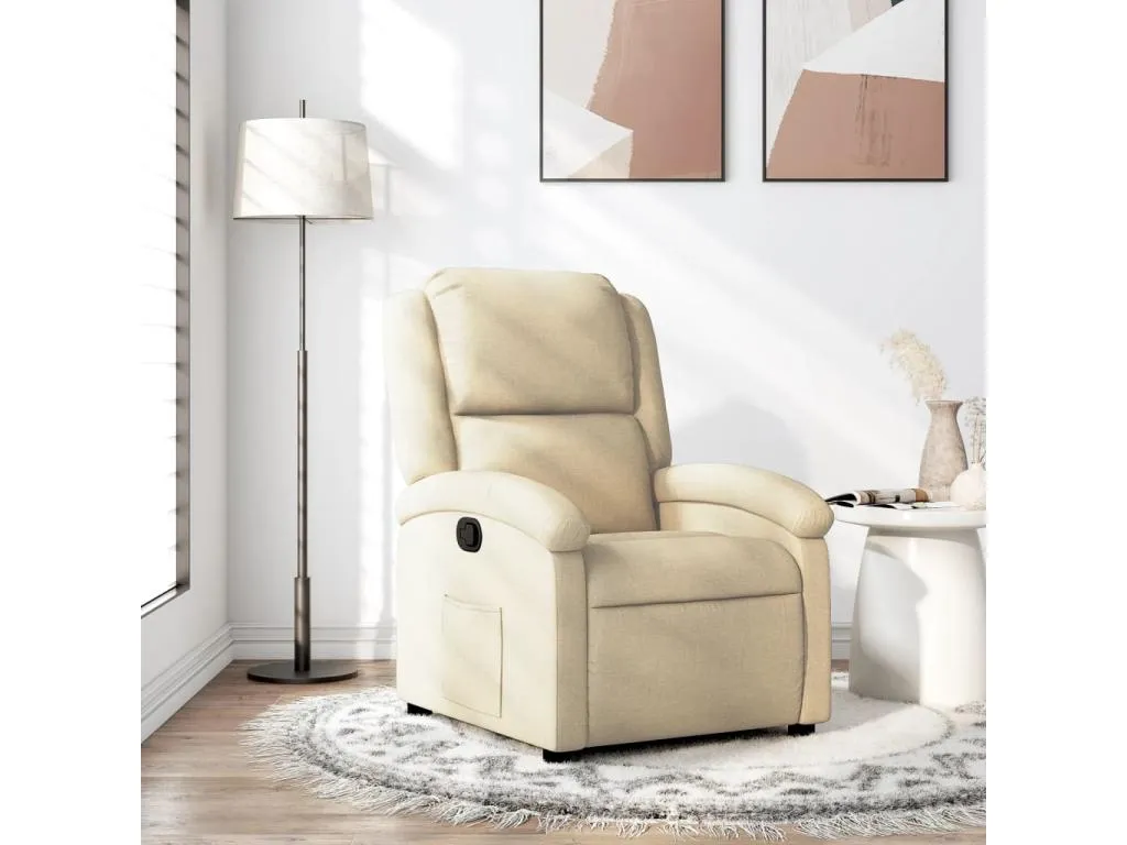 Sillón reclinable de tela crema