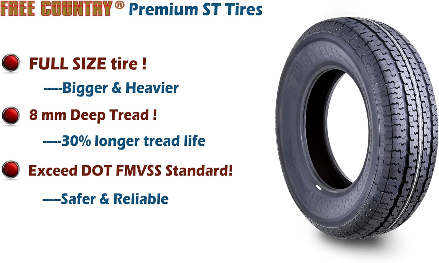 set of 4 Heavy Duty Trailer Tires ST205/75R15 205 75 15 10-Ply Load Range E Steel Belted Radial w/Scuff Guard