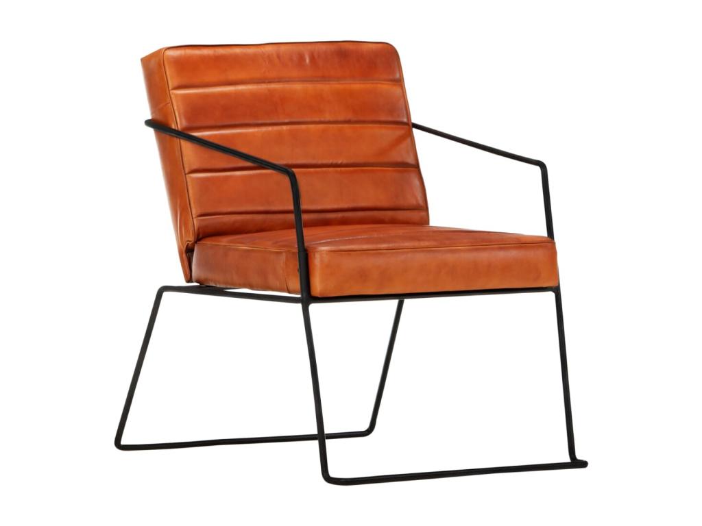 Sillón de cuero auténtico marrón canela