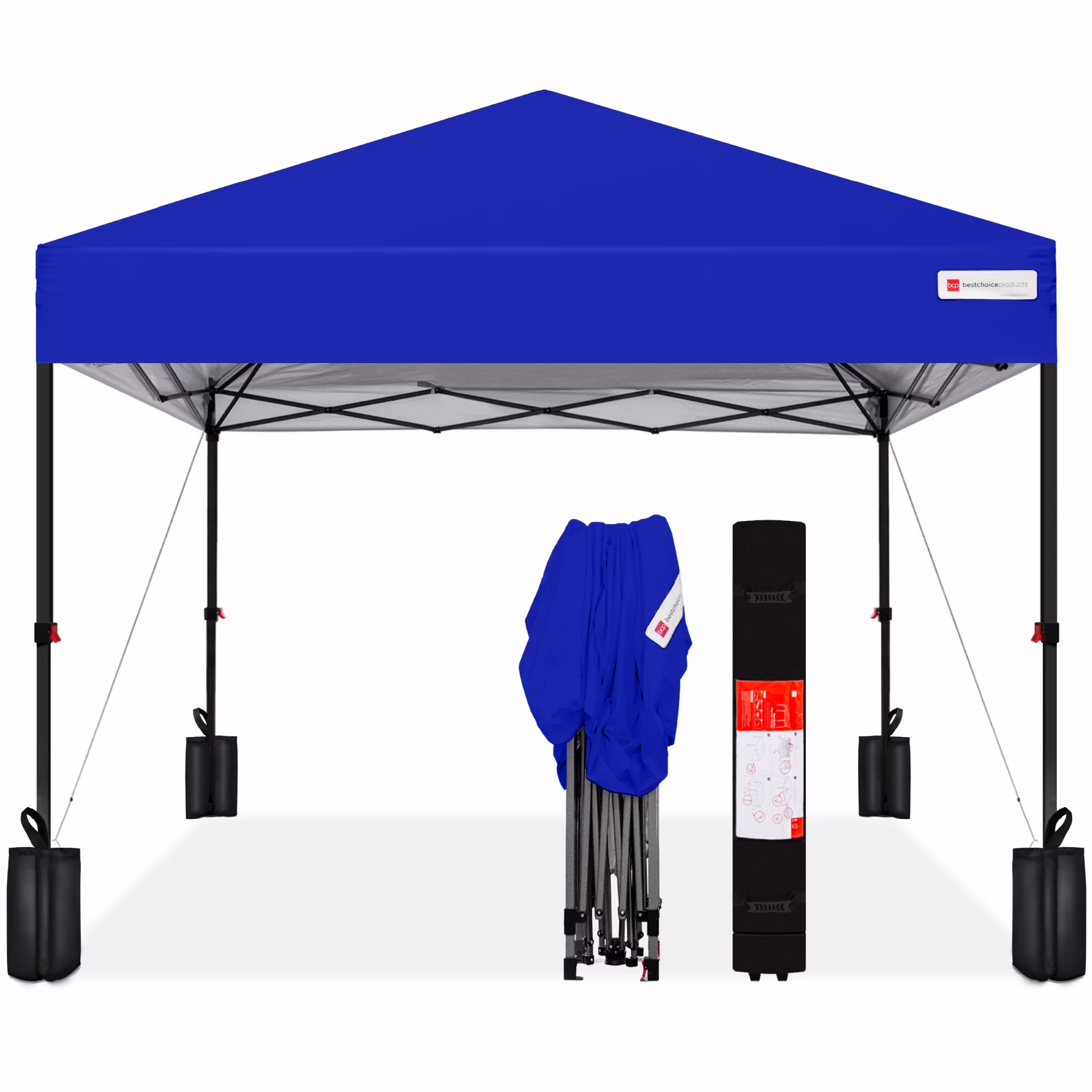 Best Choice Products 10x10ft Easy Setup Pop Up Canopy w/ 1-Button Setup, Wheeled Case, 4 Weight Bags - White - Image 39