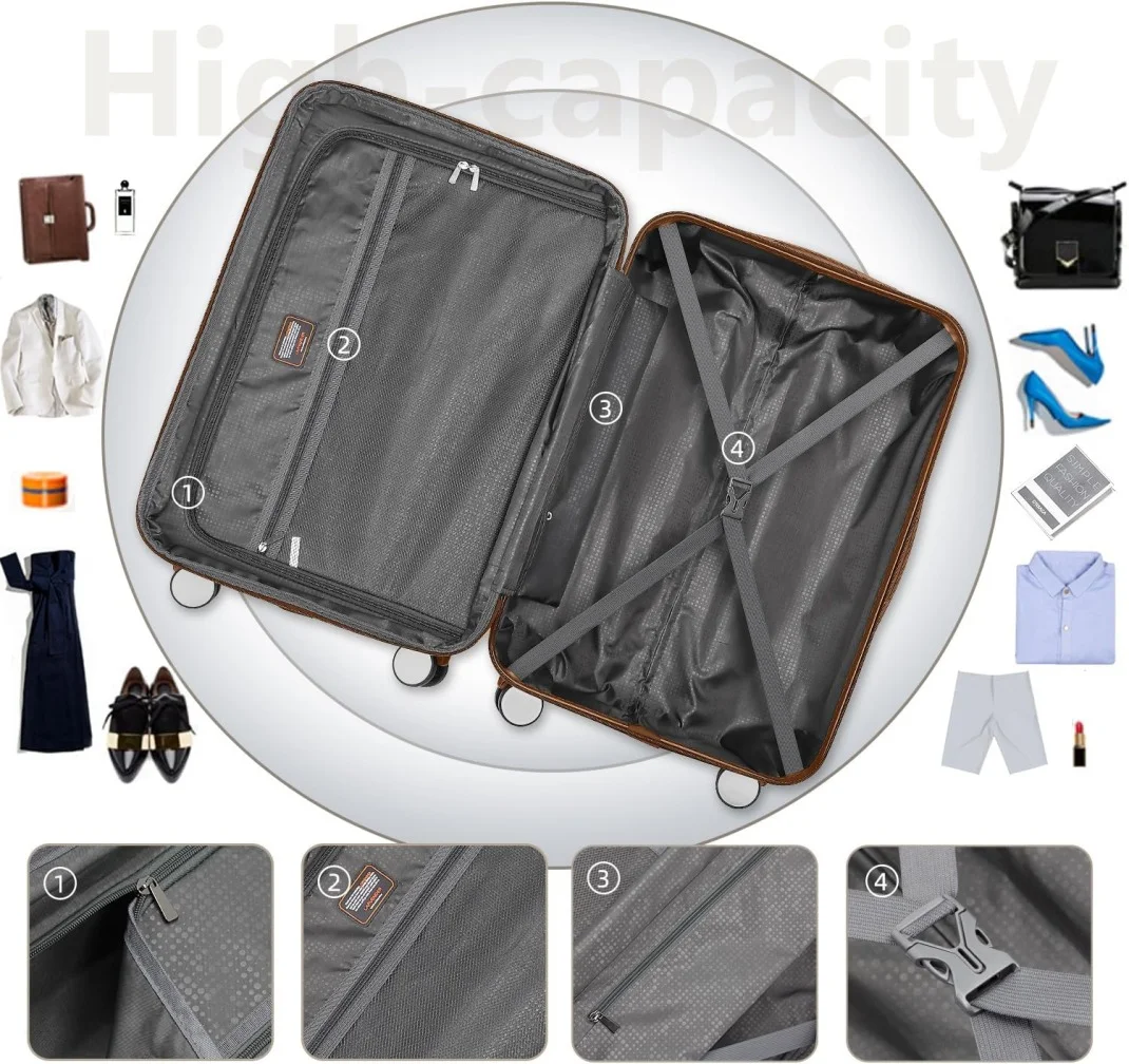 6-Piece Hardshell Luggage Set with Expandable Spinner Suitcases & TSA Lock, 25% Extra Capacity, Duffel Bag & Toiletry Kit, Cream ABS Suitcases - Image 8