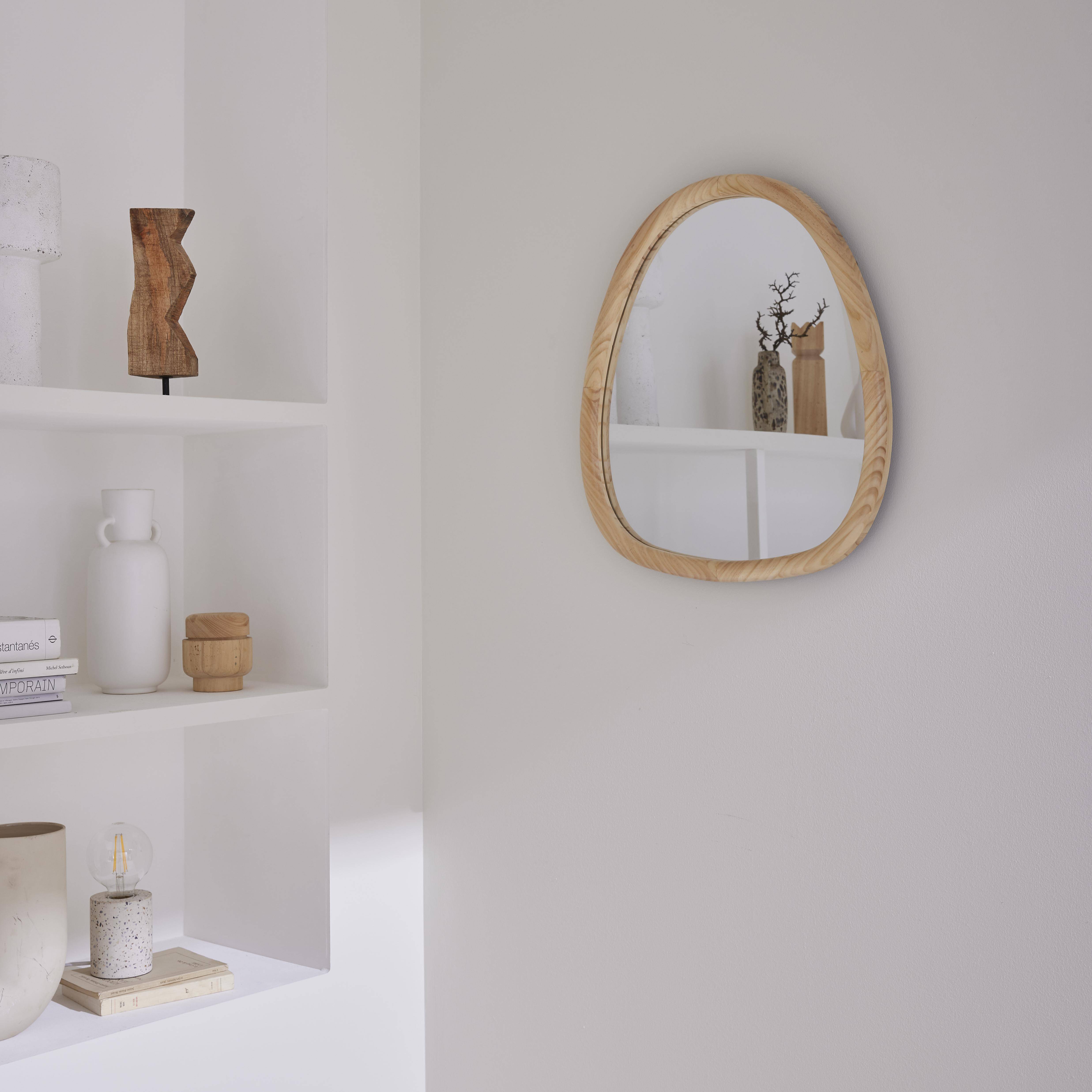 Charlie - Espejo de madera de abeto decorativo de pared, 55cm