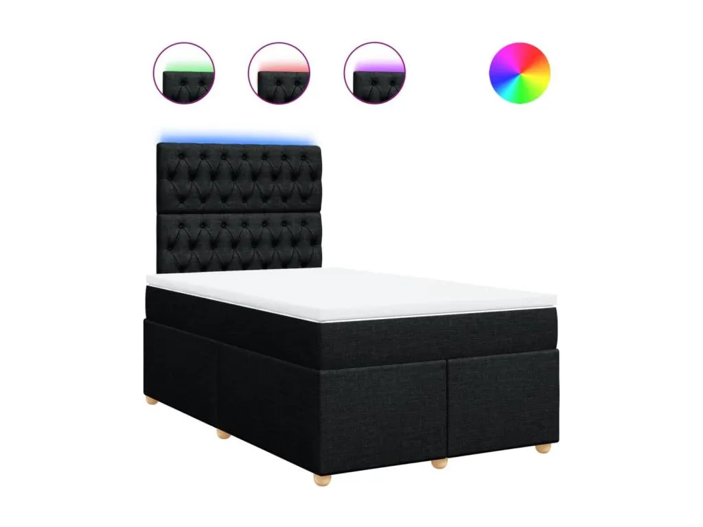 Cama box spring con colchón tela negro 120x190 cm qfb3519595