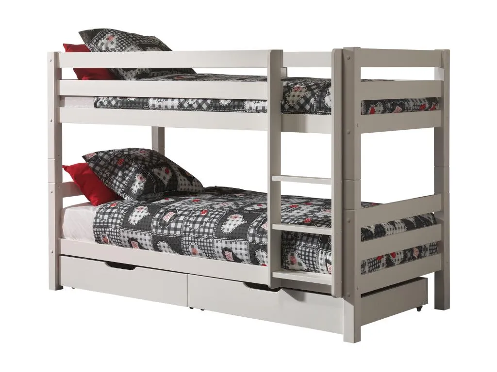 Litera 90x200 cm con 2 cajones Jmmhogar macizo blanco Jmmhogar Al 140 cm