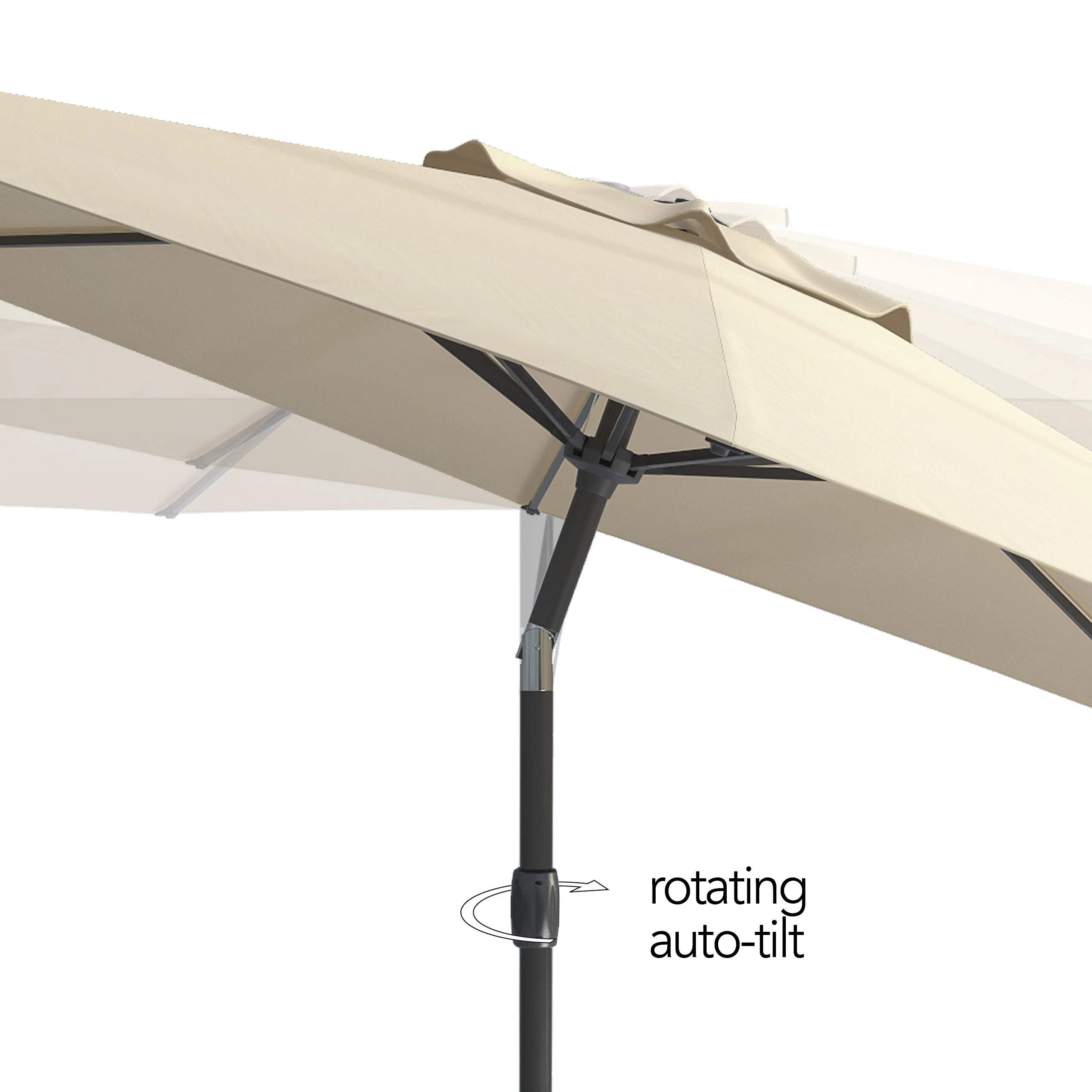 CorLiving 10 Foot Wind Resistant Patio Umbrella, Outdoor Parasol with Crank Tilt, Round Market Umbrella for Patio, Umbrella with Crank, Tilt Umbrella, Outdoor Umbrella, White - Image 9