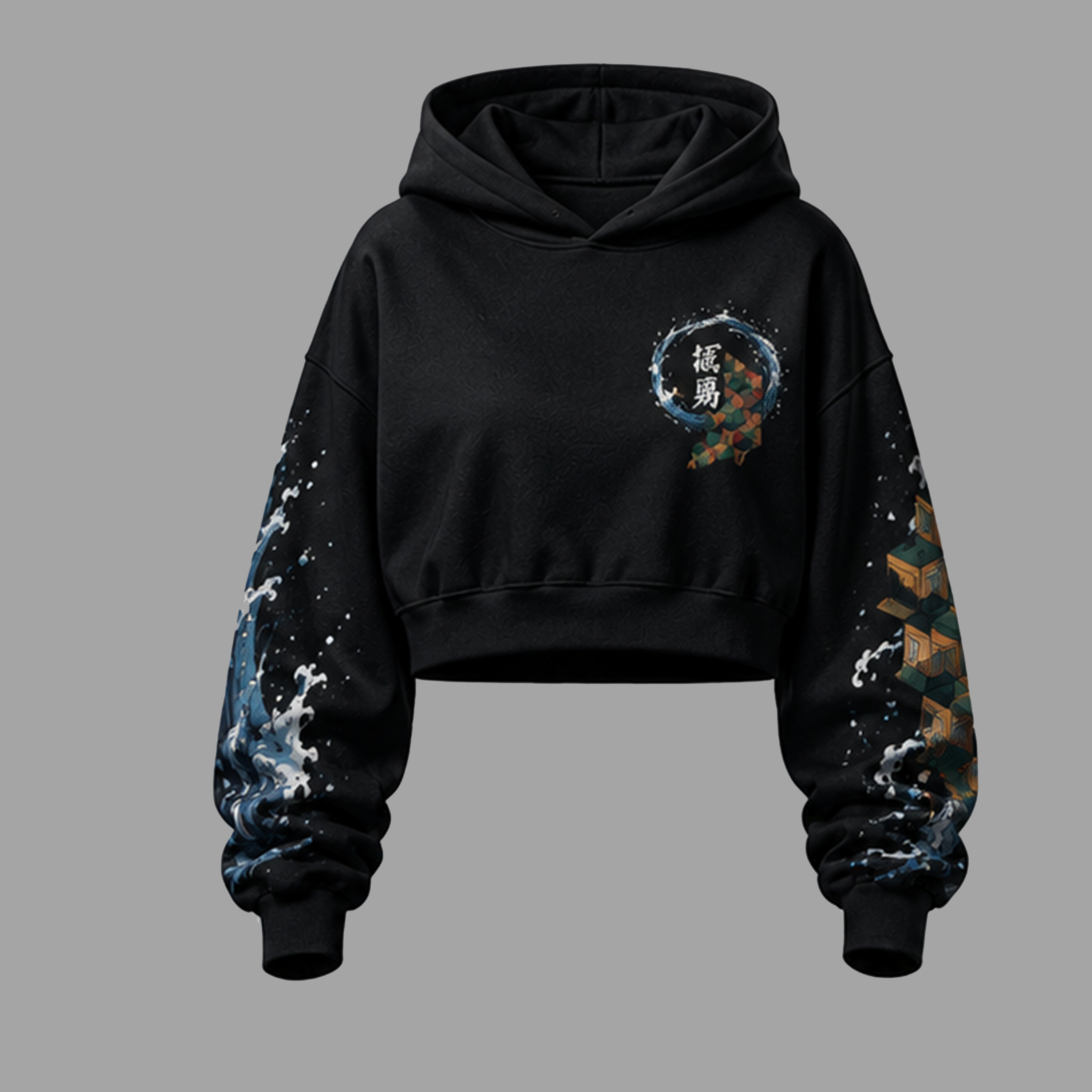 Demon Slayer Cropped Long Sleeve Hoodie & High Waist Jogger Pants Two Piece TeeThreads Sustain the Scene with Custom Apparel