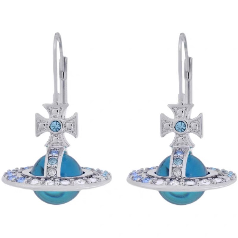 Vivienne Westwood Gradient Color Diamond Crystal Ball Saturn Earrings - Original Replica Club