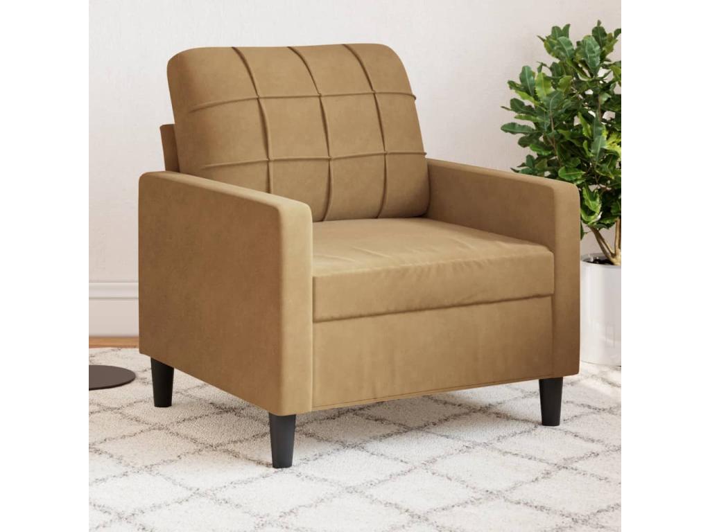 Sillón de terciopelo marrón 60 cm