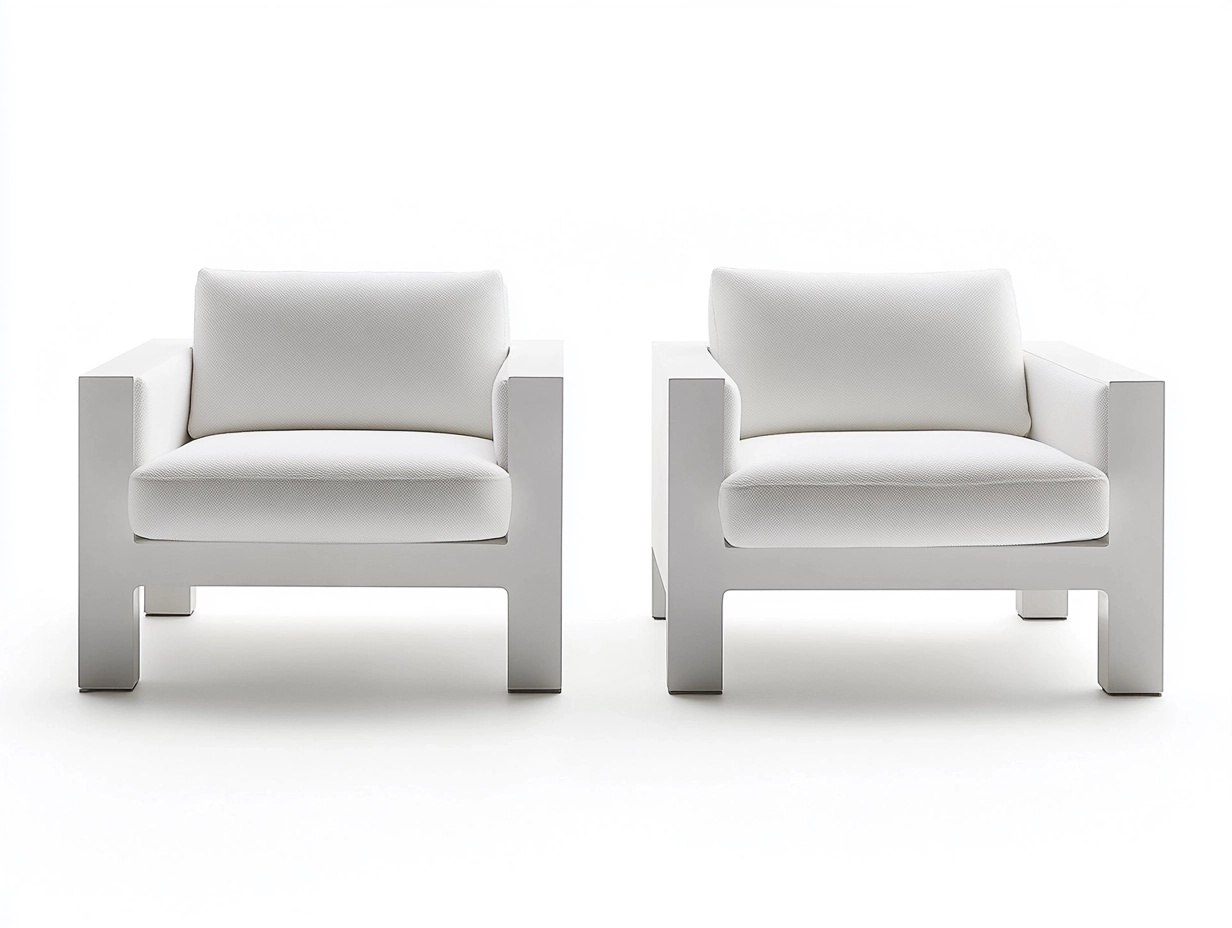 Set de 2 sillones modernos minimalistas en blanco – interior y exterior