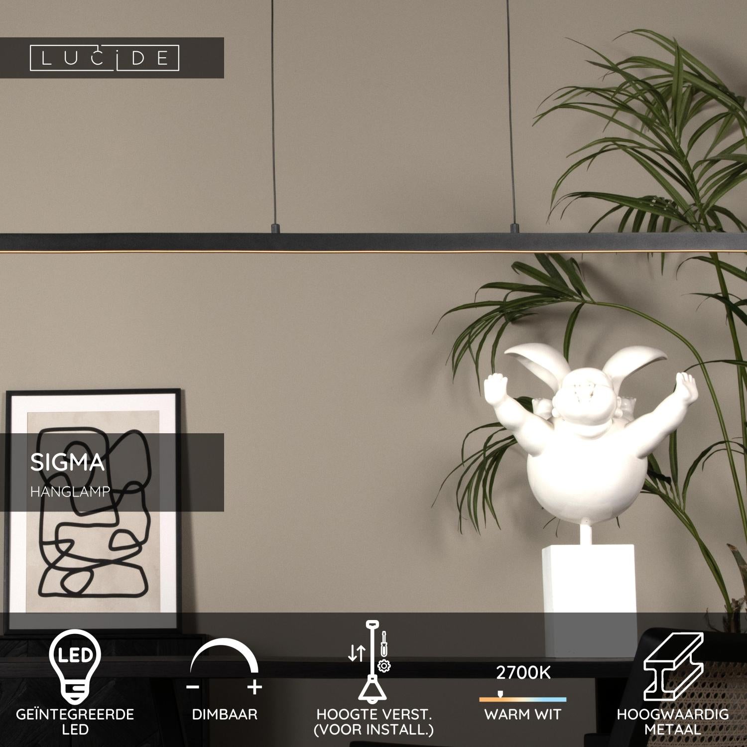 Lucide SIGMA Hanglamp - Zwart