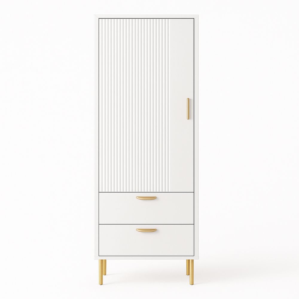 Armario de Madera Moderna Armario Dormitorio Blanco/Oro 190x80x40