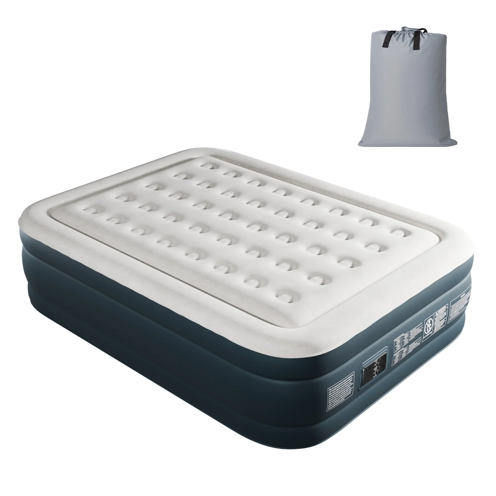Zimtown 18" Twin Air Mattress with Two Chamber, Elevated Inflatable Bed with Built-in Pump, Protable Airbed for Outdoor Indoor Camping, Gray & White - Image 14