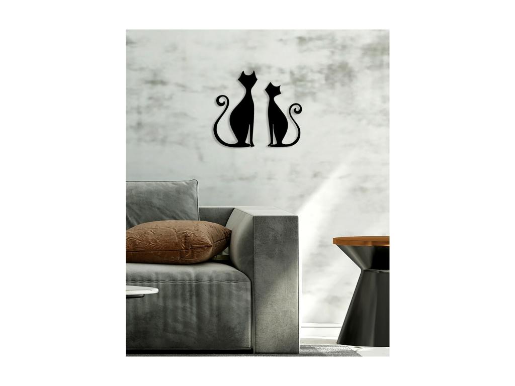 Decoración de Metal Gato 102, Negro, 56x0,15x53 cm, Lujodec