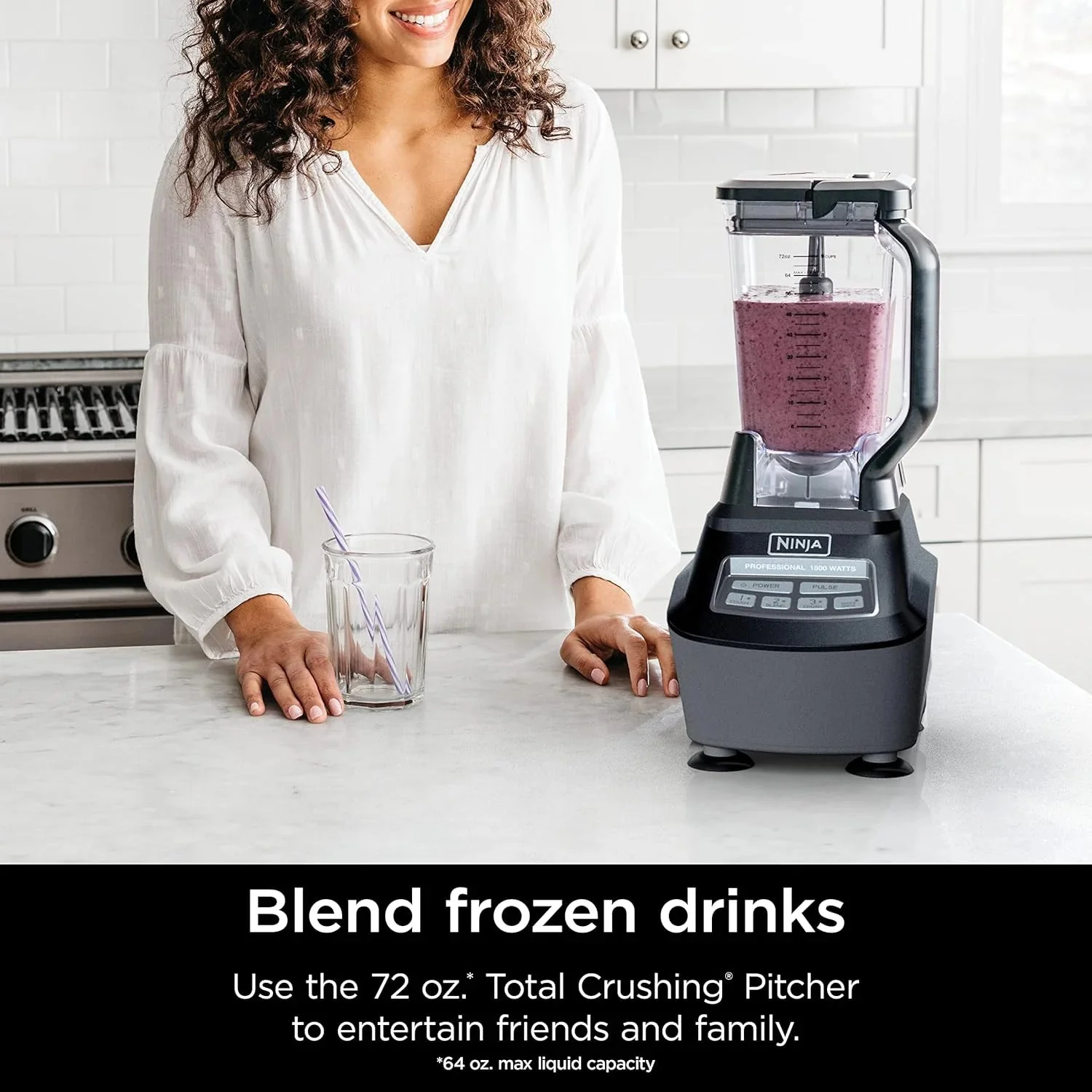 Ninja Blender, Mega Kitchen System, 1500W, 4 Functions for Smoothies, Processing, Dough, Drinks & More, with 72 Blender Pitcher, 64 Processor Bowl, 2 Nutri Cups + Lids, Black, BL770