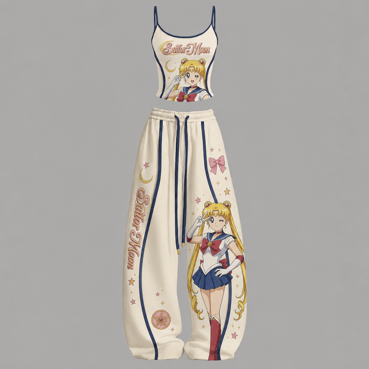 Sailor Moon Top & Elasticated Trousers Two-Piece Set TeeThreads Sustain the Scene with Custom Apparel
