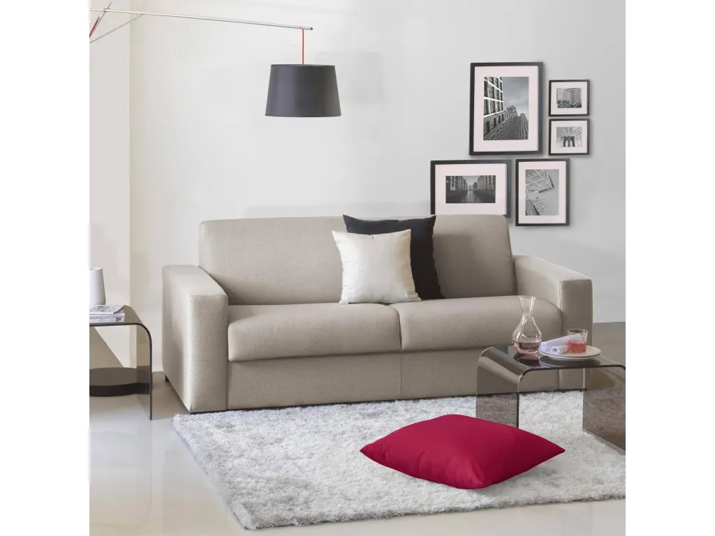 Sofá fijo Alkihogares Gran Sofá de 2 plazas Made in Italy Sofá de salón en tela tapizada con reposabrazos estándar Cm 200x95h90 Tórtola