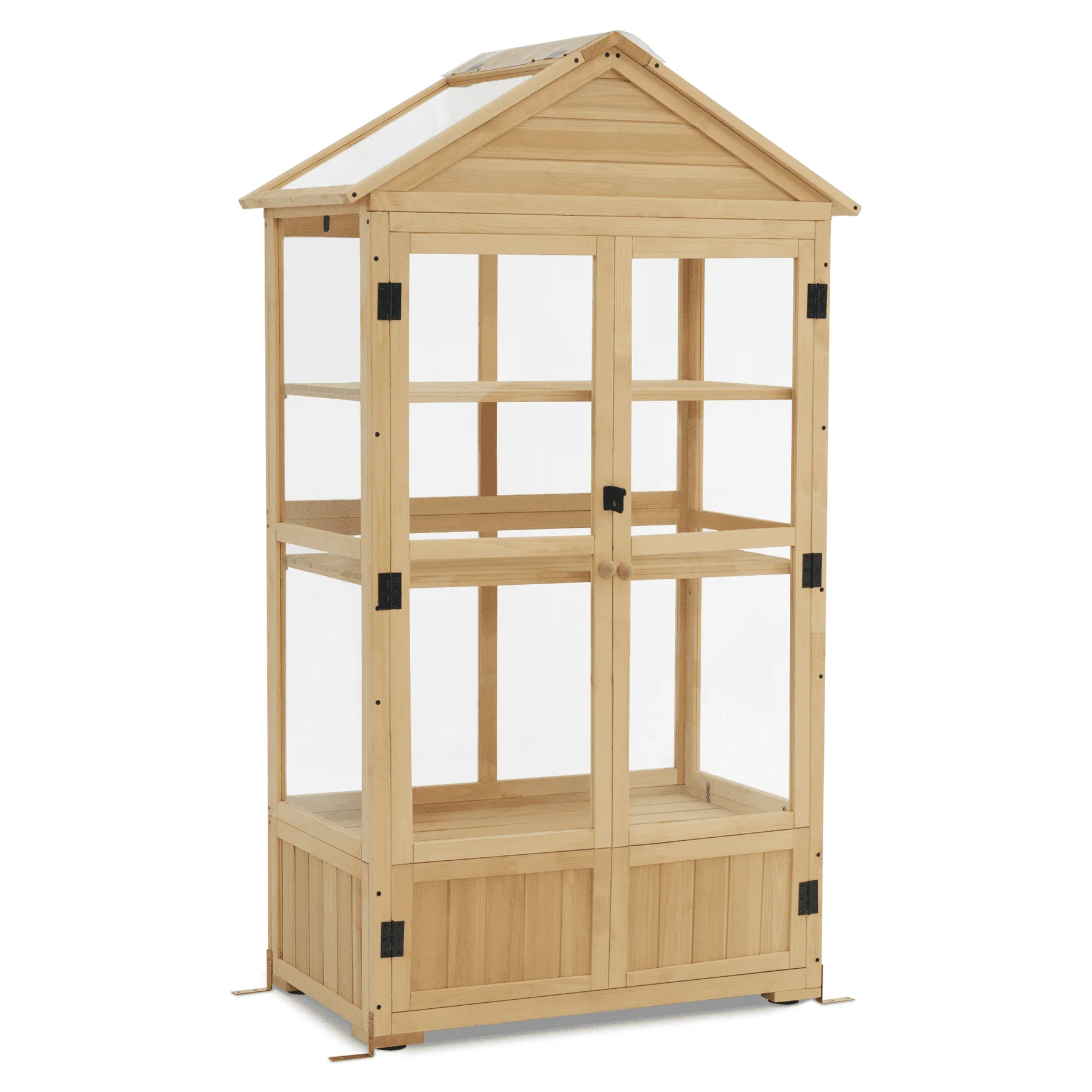 MCombo Cold Frame Greenhouse, 3 tier Wooden Greenhouse Cabinet with Adjustable Shelf, Garden Cold Frame Shed for Outdoor Indoor Use, 0847 - Image 2