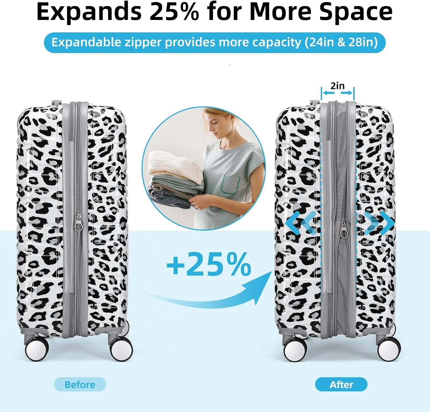 6-piece luggage set, expandable hardshell suitcase set with spinner wheels, lightweight rolling luggage set