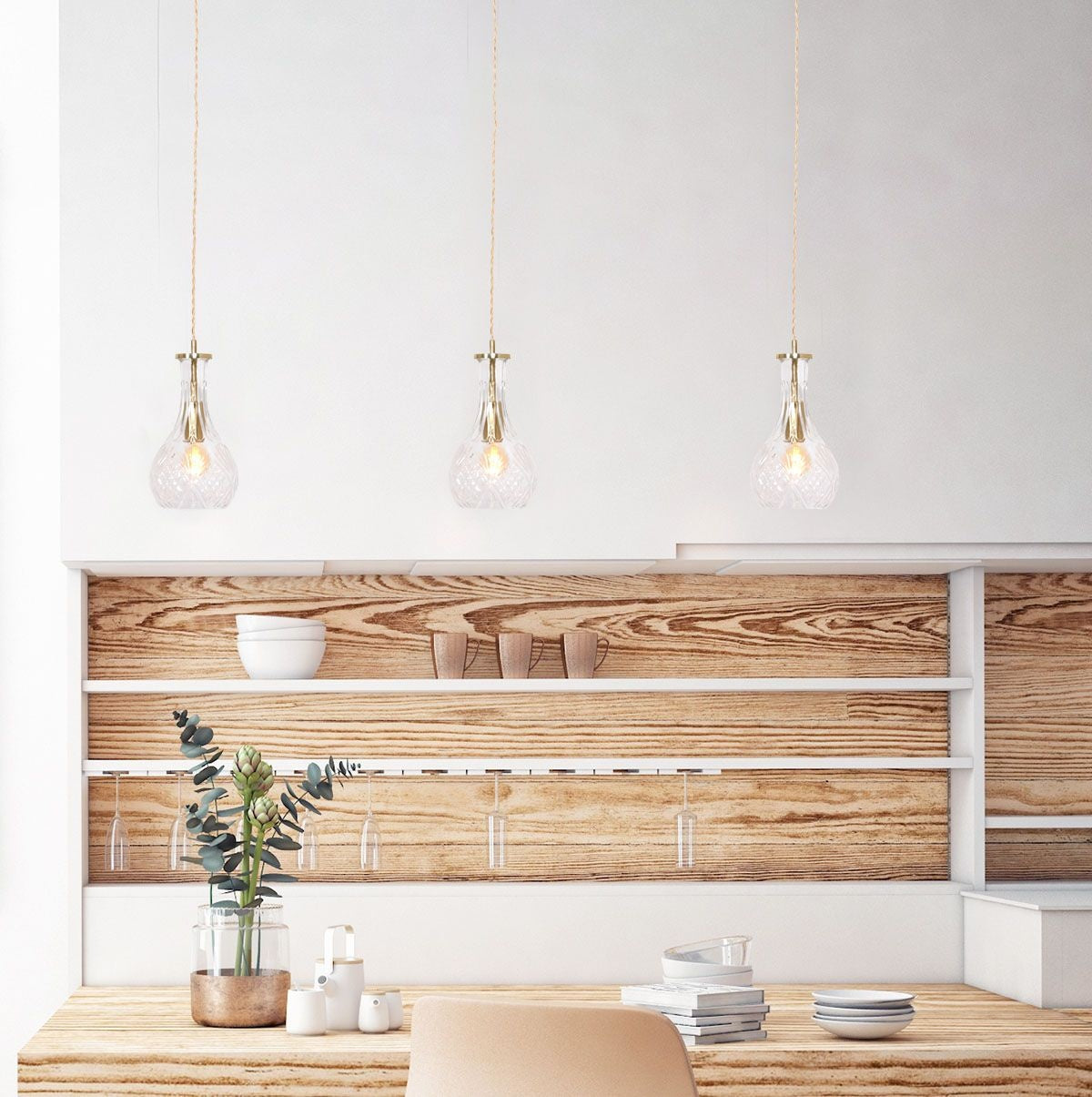 Mexlite Grazio glass hanglamp – E27 (grote fitting) – messing