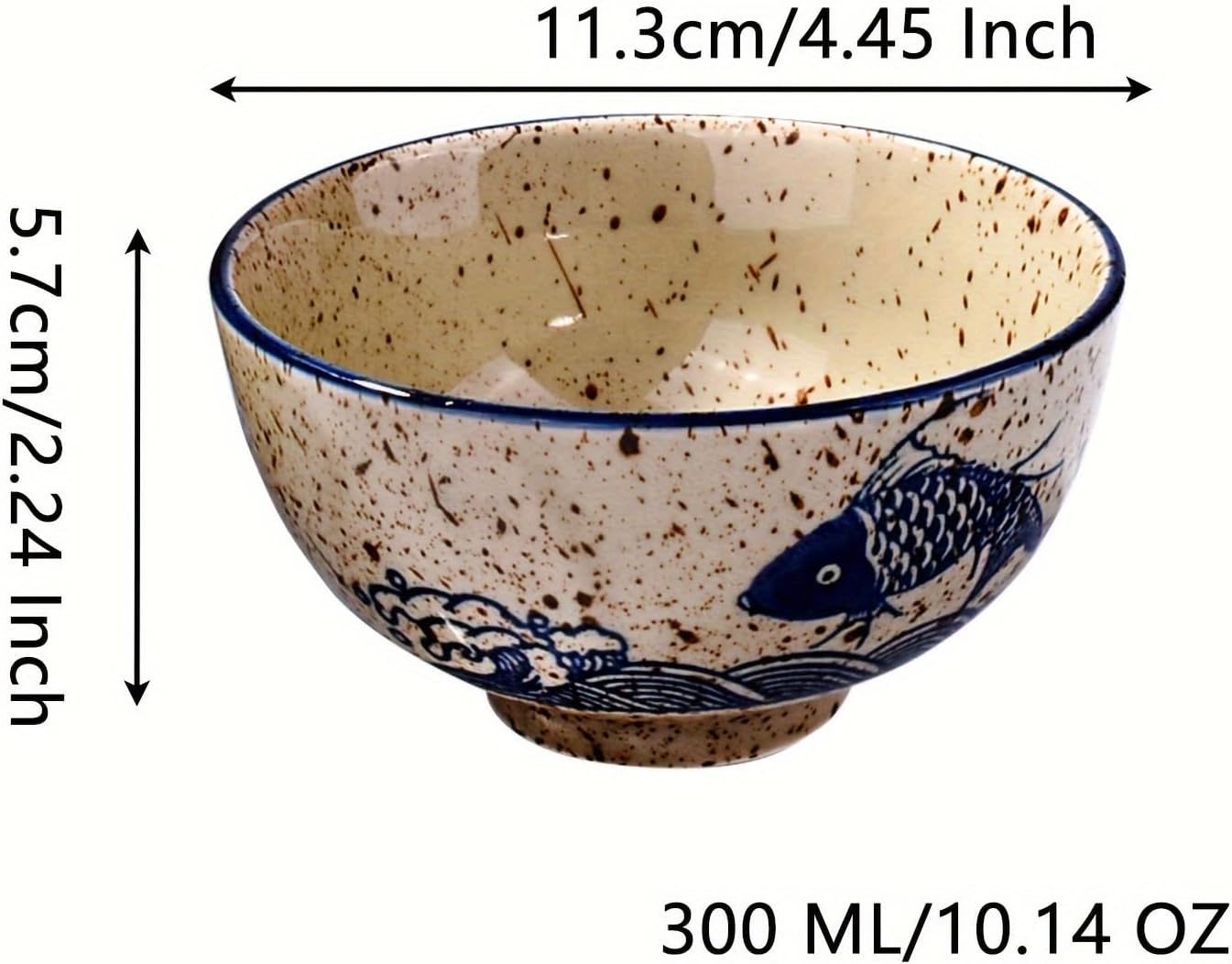 Japanese Retro Rice Bowls Set of 4 Hand-Painted Floral Design Ceramic Soup Sushi Bowls Small Cute Bowls