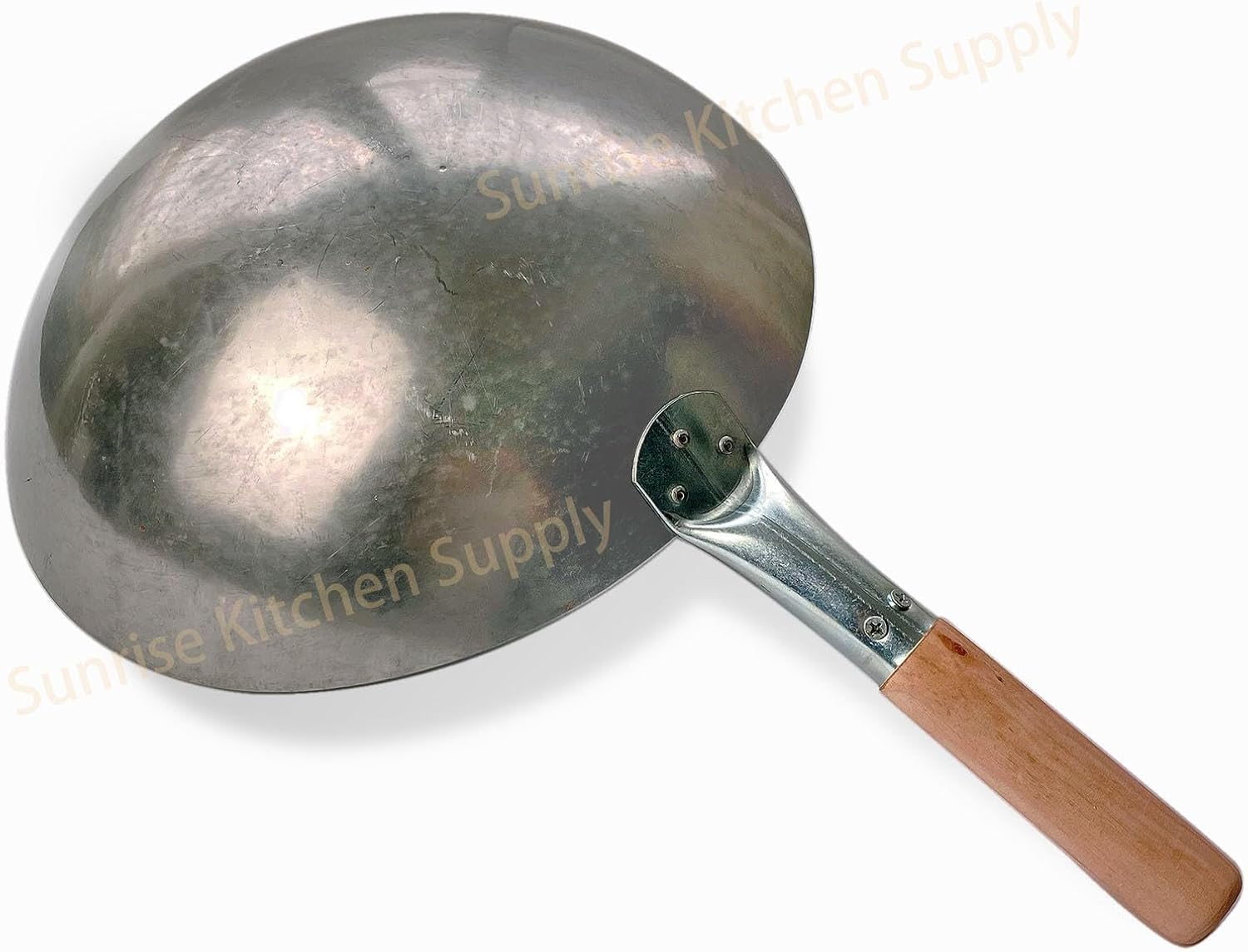 SUNRISE Kitchen Supply 1.8 mm Thickness Heavy Duty Hand Hammered Carbon Steel Wok 14 inch, Round Bottom