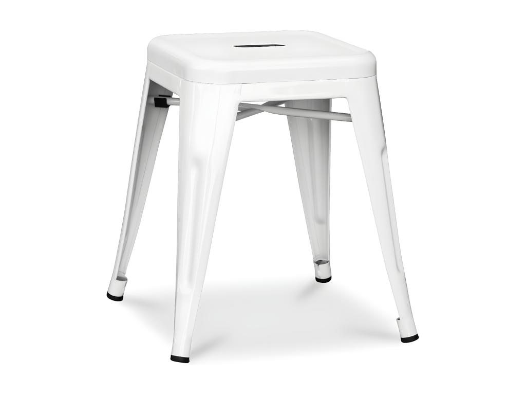 Taburete industrial pequeño Kalax de acero brillo reforzado 45 cm - Alta gama-Color Blanco