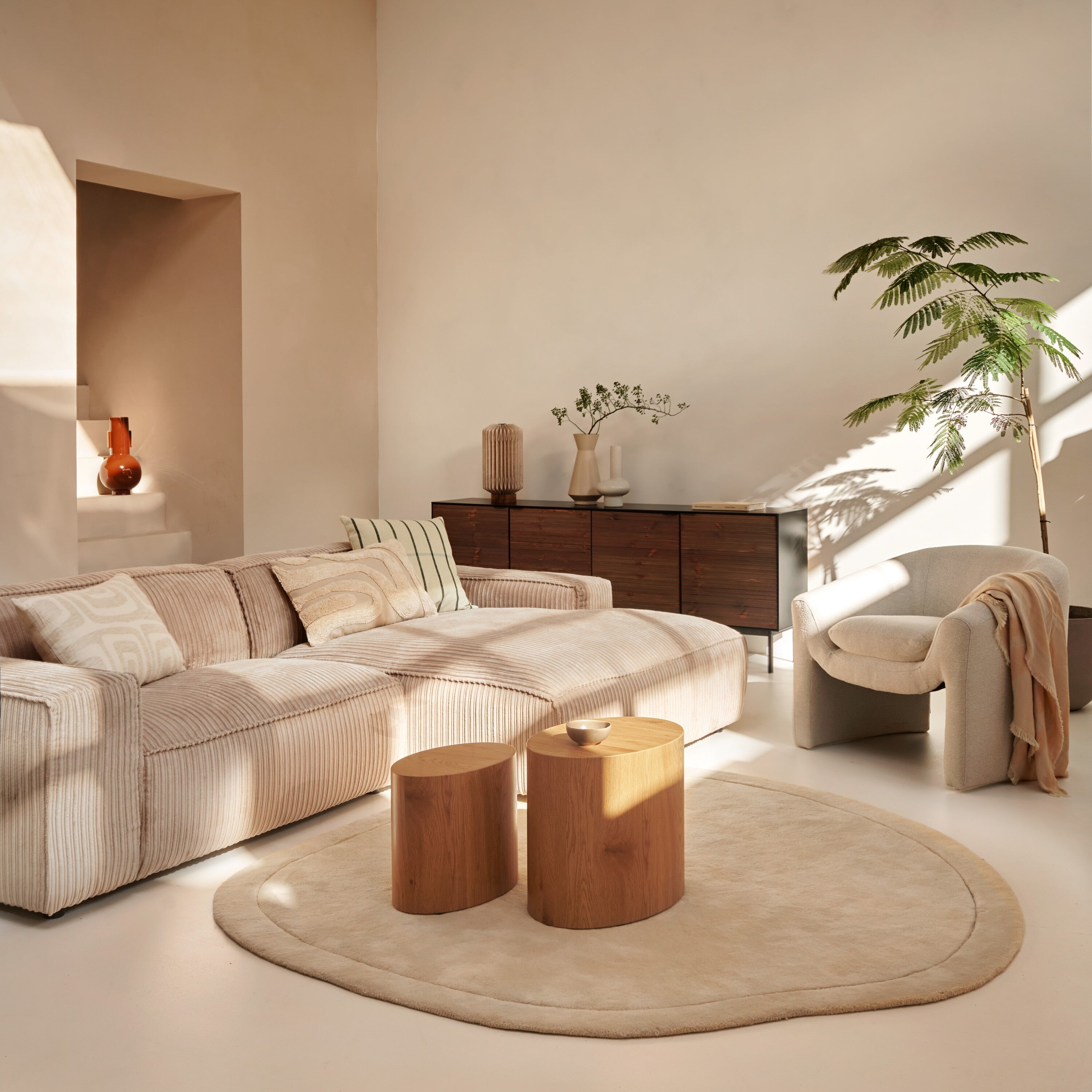 by fonQ Dice Bijzettafel Set van 2 - Ovaal - Wild Oak