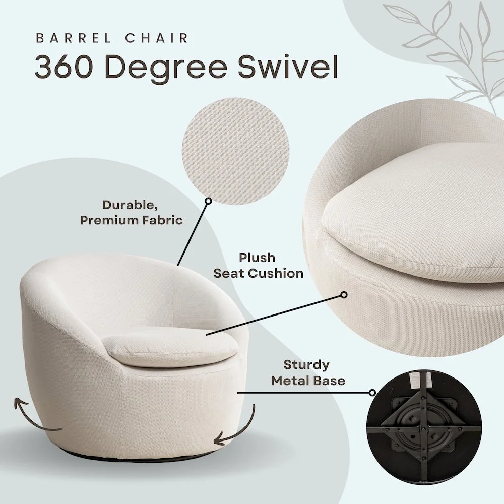 Roundhill Furniture Winnie Modern Barrel Chair, 360- Swivel - Image 12