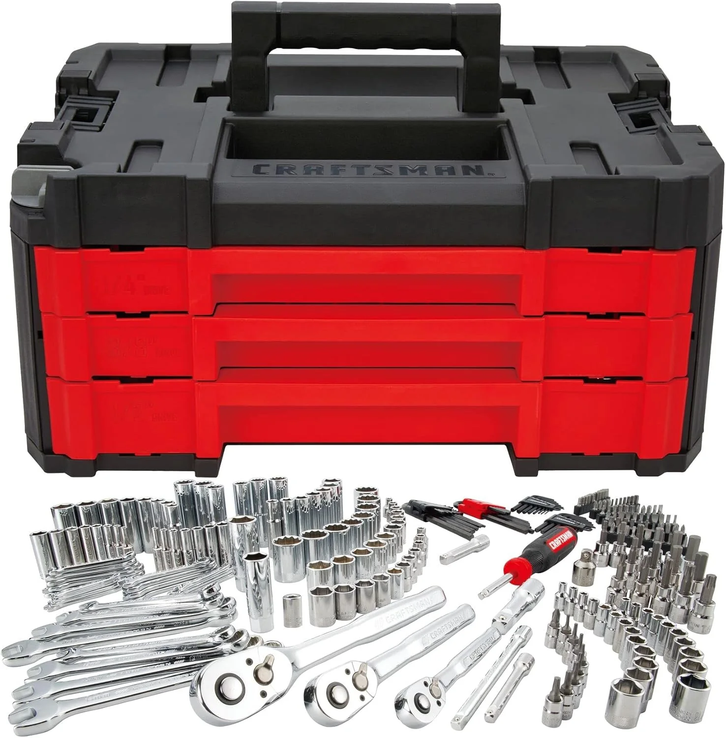 262-Piece Mechanic Tool Set, Master Socket Set with 3-Drawer VERSASTACK Tool Box, SAE/Metric Set