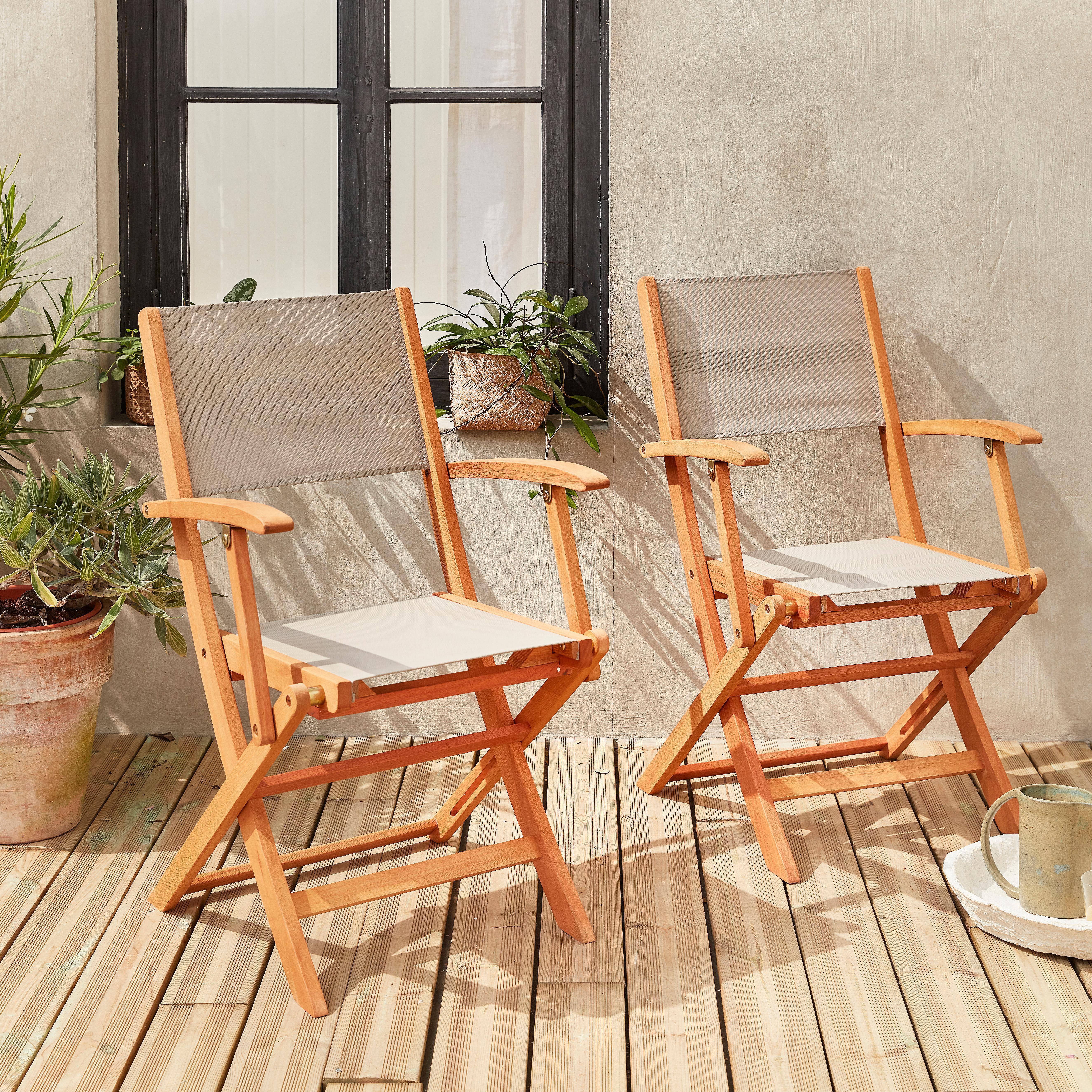 Almeria - Silla de jardín plegable de madera de eucalipto, set de 2
