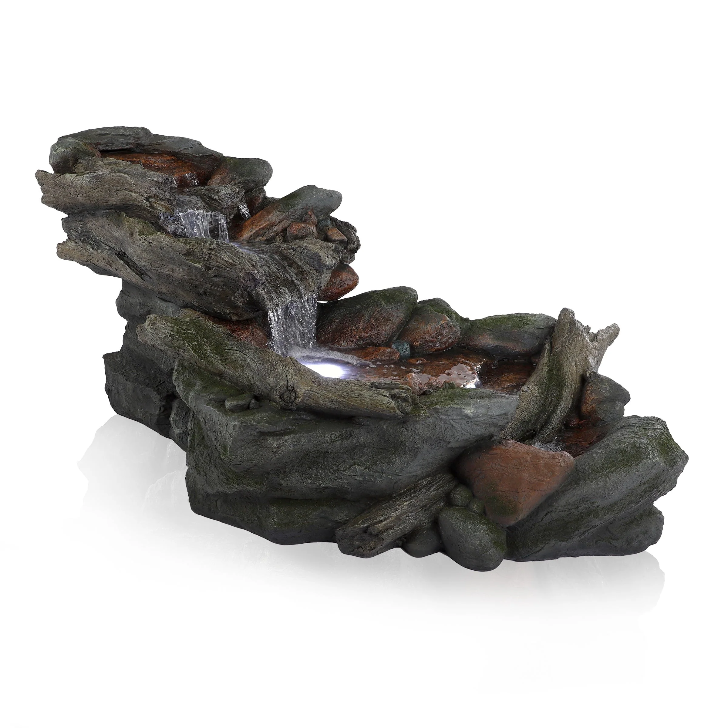 Alpine Corporation Outdoor 3-Tier Rainforest Rock Water Fountain with LED Lights - Image 11