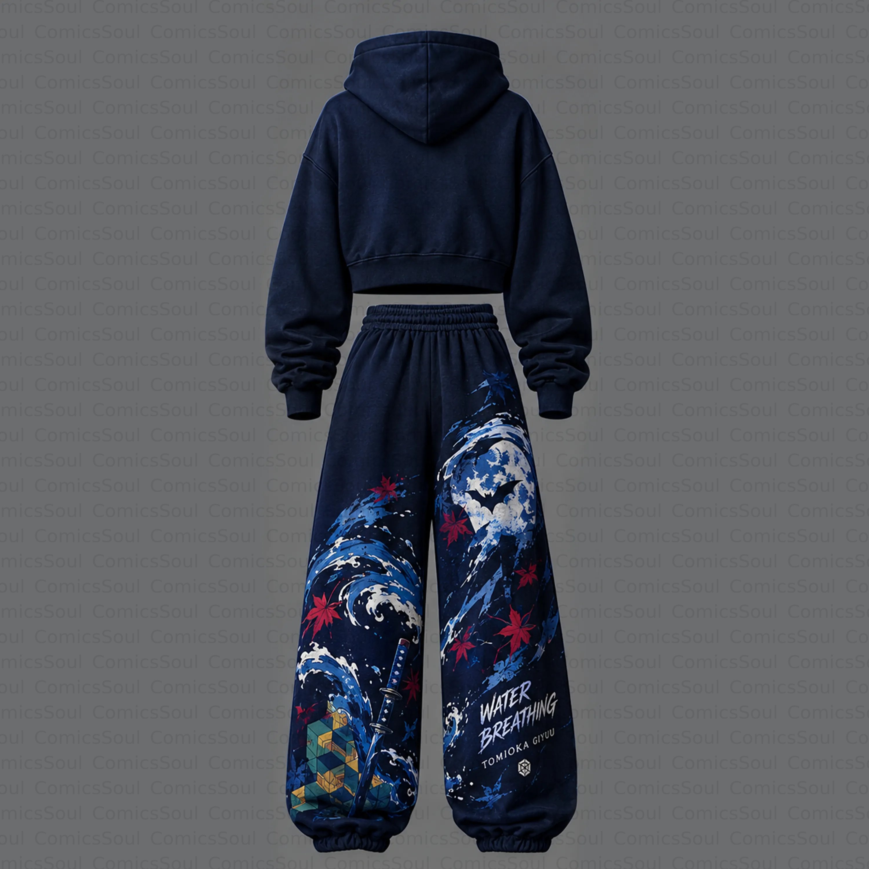 Demon Slayer Cropped Long Sleeve Hoodie & High Waist Jogger Pants Two Piece TeeThreads Sustain the Scene with Custom Apparel