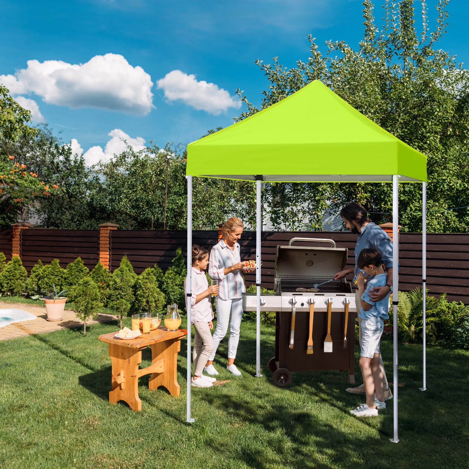 EAGLE PEAK 5x5 Pop up Canopy Tent Instant Outdoor Canopy Easy Set - up Straight Leg Folding Shelter（blue）