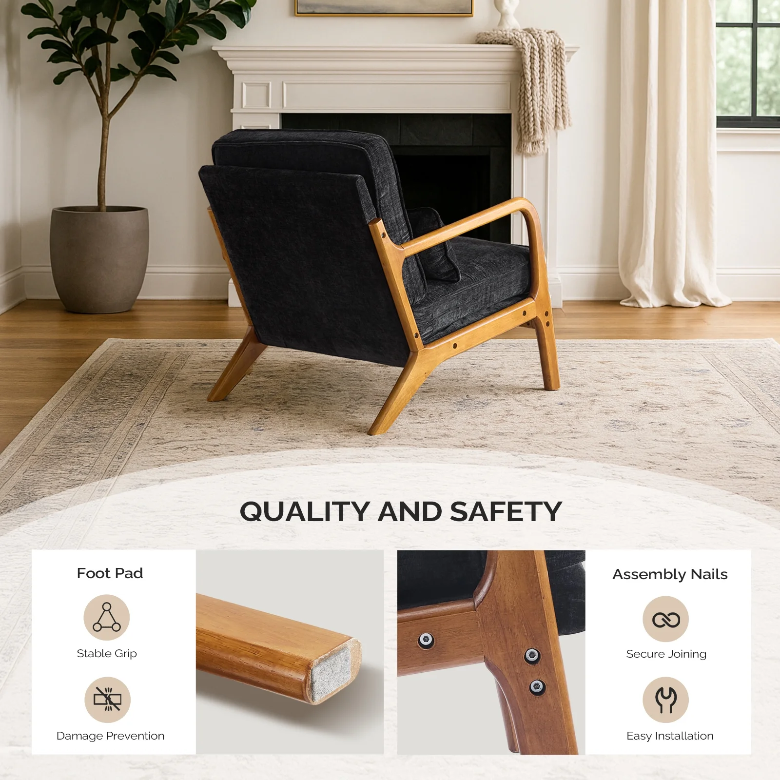 Ktaxon Accent Chair Corduroy Upholstered Armchair, Reading Club Chair with Pillow and Solid Wood Frame for Living Room Bedroom Furniture Off White - Image 55