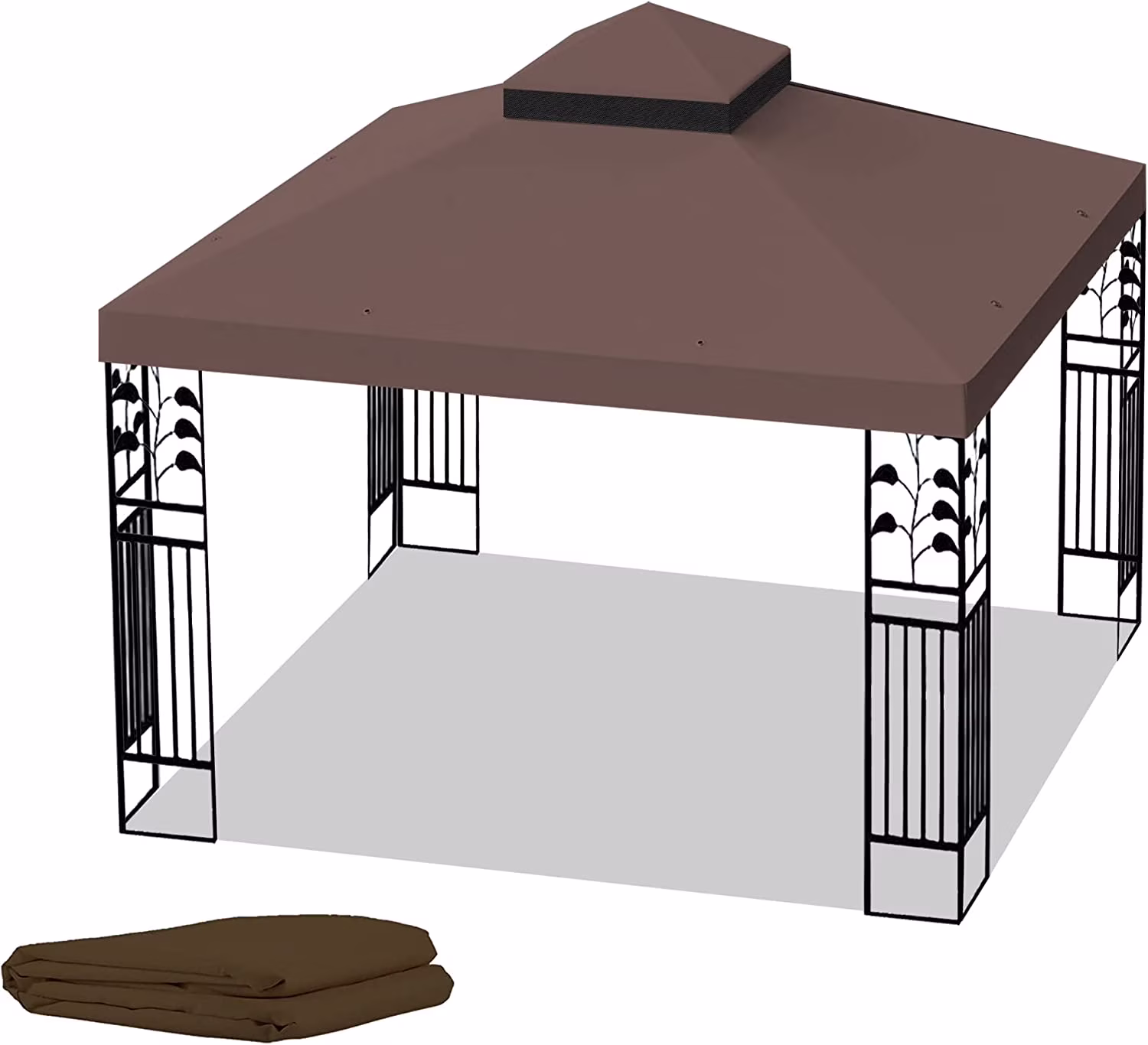10x10 Ft Gazebo Canopy Replacement Cover, Double Tiered Gazebo Replacement Top (Coffee)(Coffee)