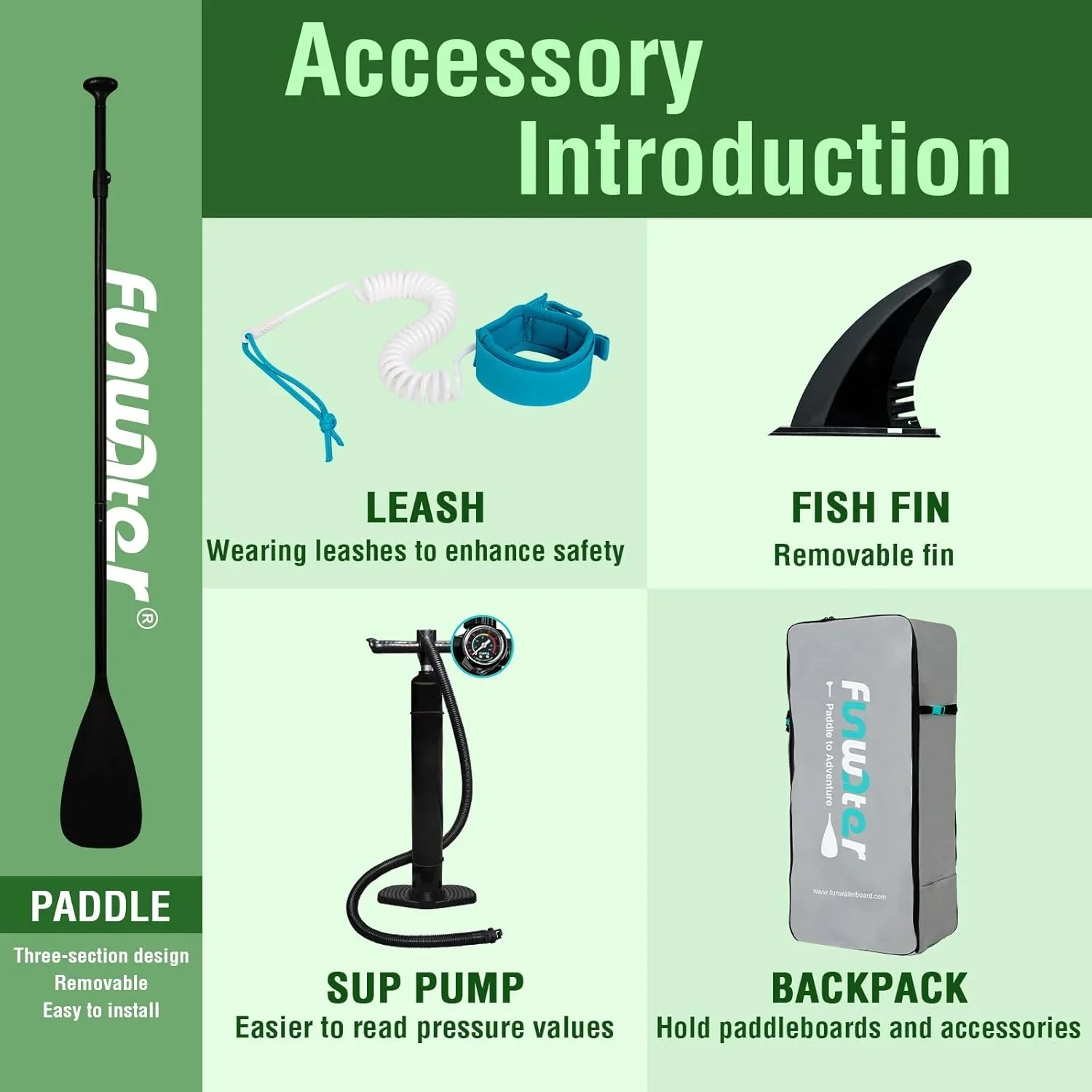 FunWater Inflatable Stand Up Paddle Board, 11 ft x 32 in x 6 in - SUP Paddle Accessories - Image 97 FunWater Inflatable Stand Up Paddle Board, 11 ft x 32 in x 6 in - SUP Paddle Accessories - Image 97