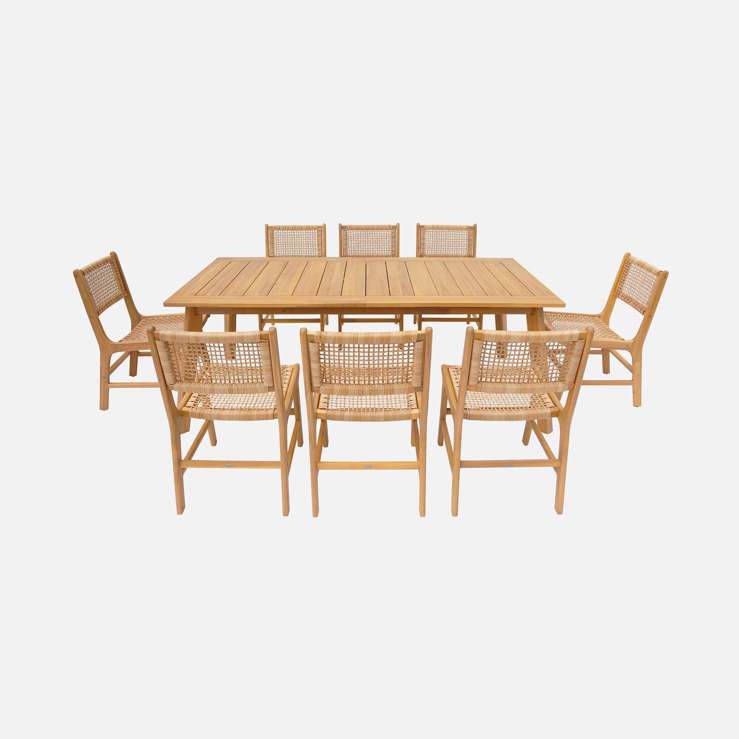 Palena + Ocara - Mesa de jardín extensible madera de acacia con 8 sillas