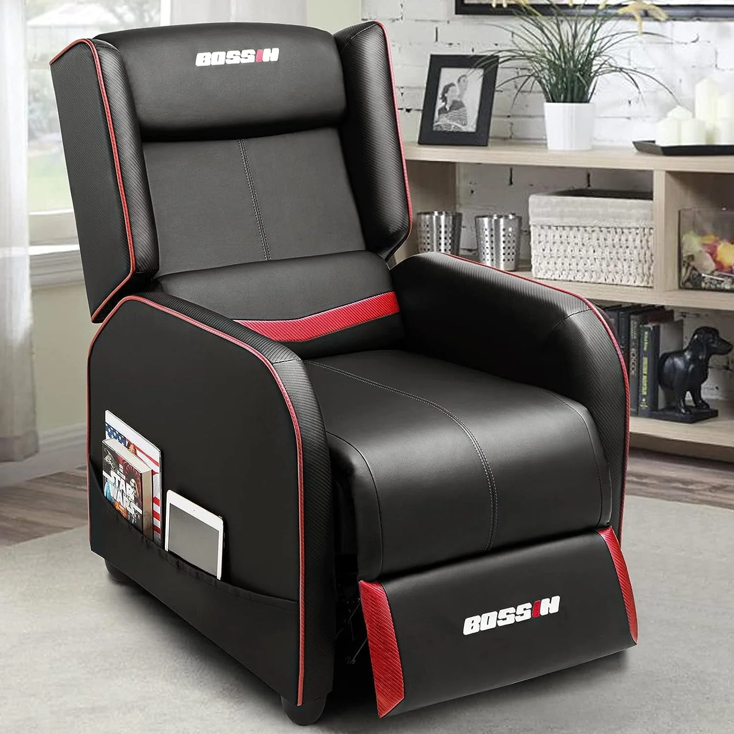 PUKAMI Gaming Recliner Chair for Adults 400lbs Racing Style Sofa Big and Tall PU Leather Recliner Seating Modern Ergonomic Lounge Recliner Chair Comfortable Home Movie Theater for Living Room - Image 9