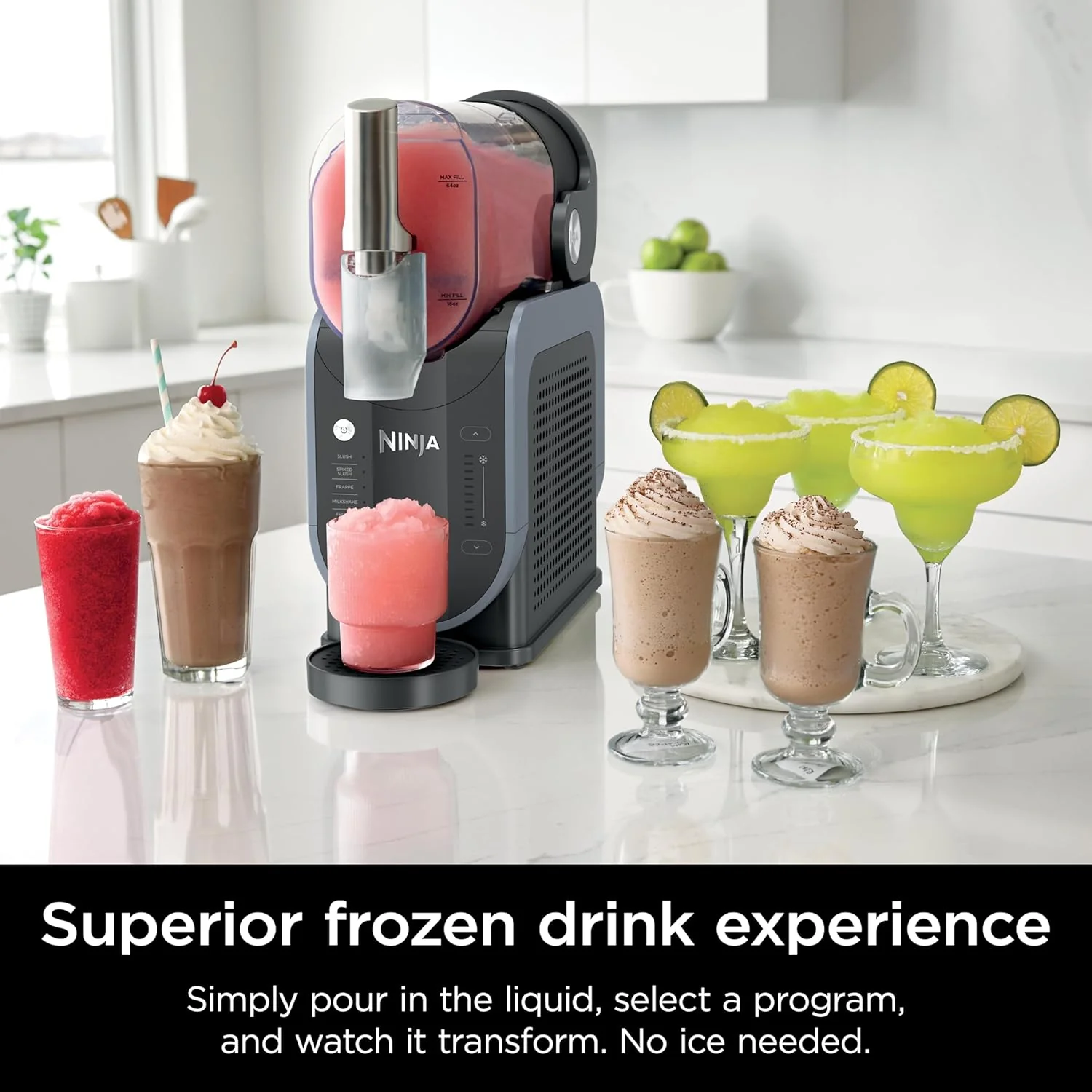 Frozen Drink Machine, 88oz, 5 Presets, Black