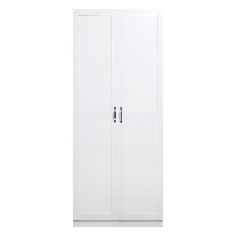 Armario de Almacenaje Moderno Hopkins en Blanco, 29.6 in. de Ancho, con 7 Estantes y Estructura Independiente io1891257
