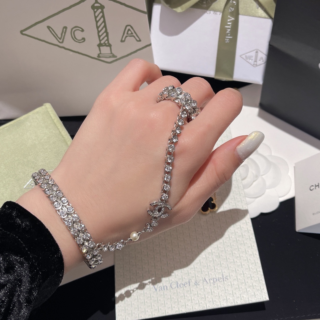 Chanel Hand Chain Hand Harness Open Cuff Bangle Bracelet Ring - Original Replica Club