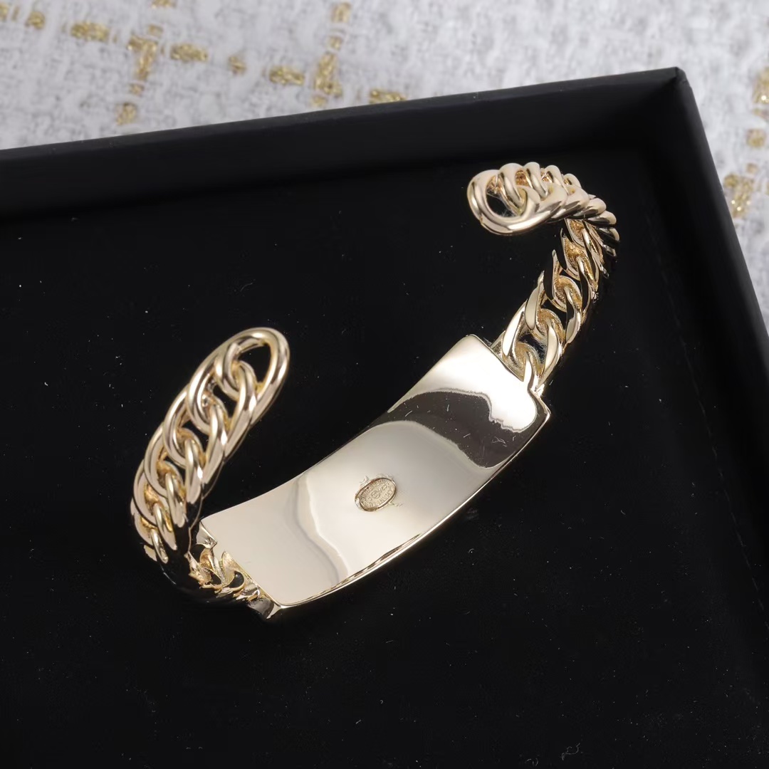 Chanel Letters Denim Open Cuff Bangle Bracelet - Original Replica Club