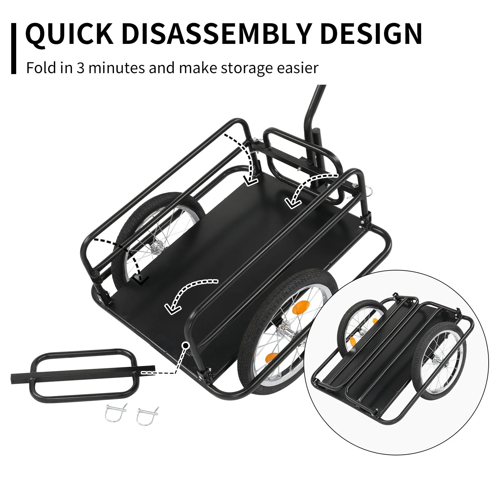 Ktaxon Two Wheel Bicycle Cargo Trailer, Black - Image 5