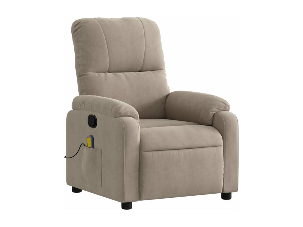Sillón reclinable de masaje tela de microfibra gris taupe