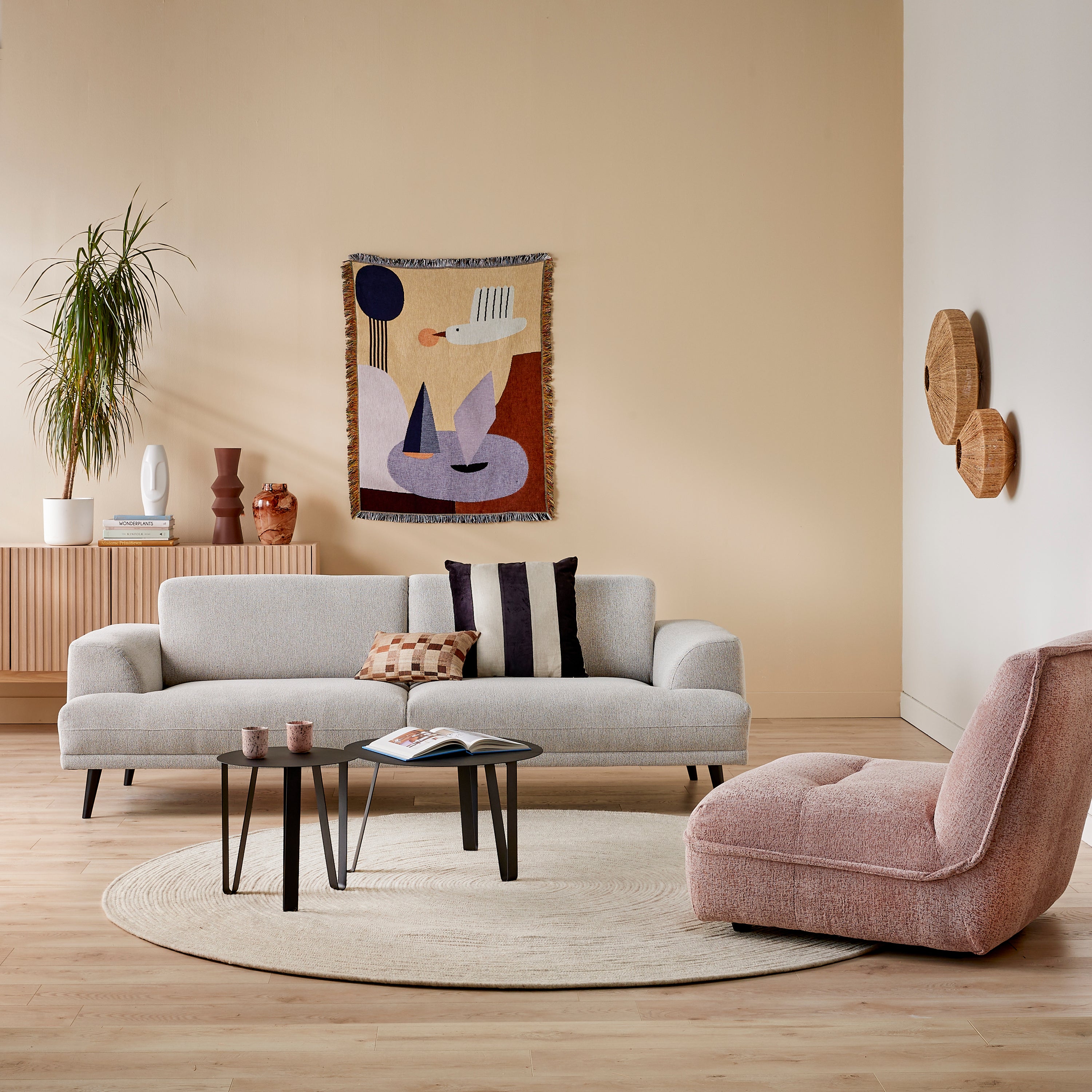 Blokker Flair 3-zitsbank - Naturel Melange