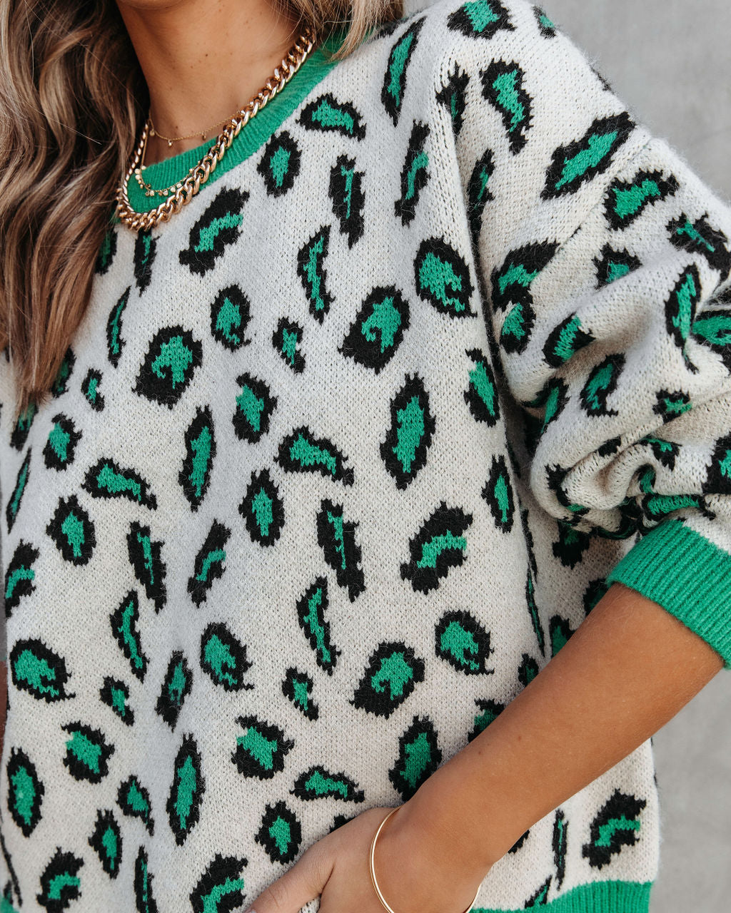 Amazonia Leopard Sweater - Green - Se7enfashion