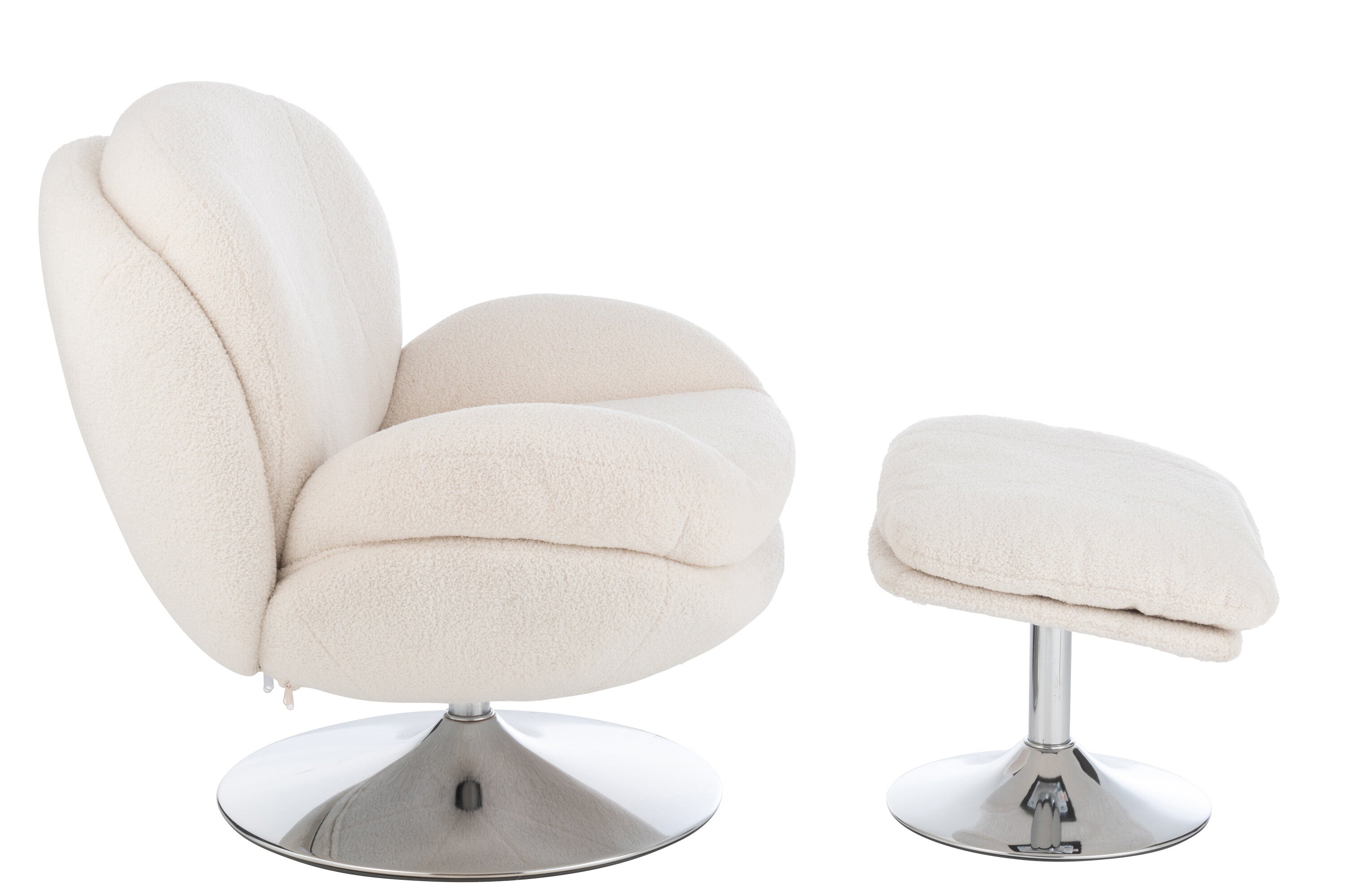 J-Line zetel Relax + Voetbank - metaal multiplex - creme z