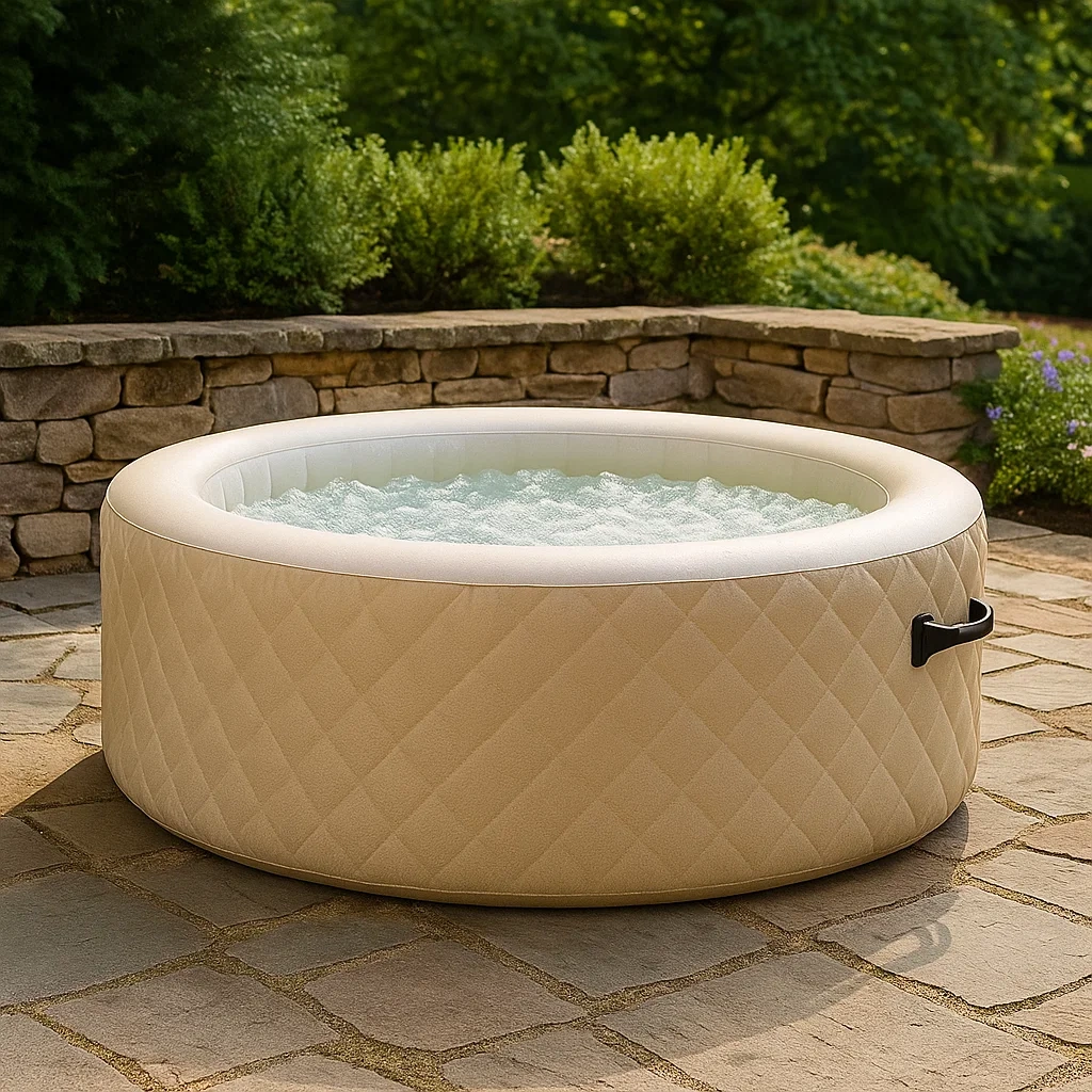 Spa hinchable redondo,4 personas,PVC,beige diámetro 180x70 cm - WYeP0mGmPvV0